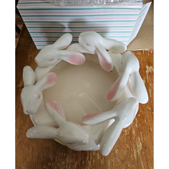 Easter Collection Bunny Rabbits Ceramic Bowl Holiday Decor - Picture 4 of 8